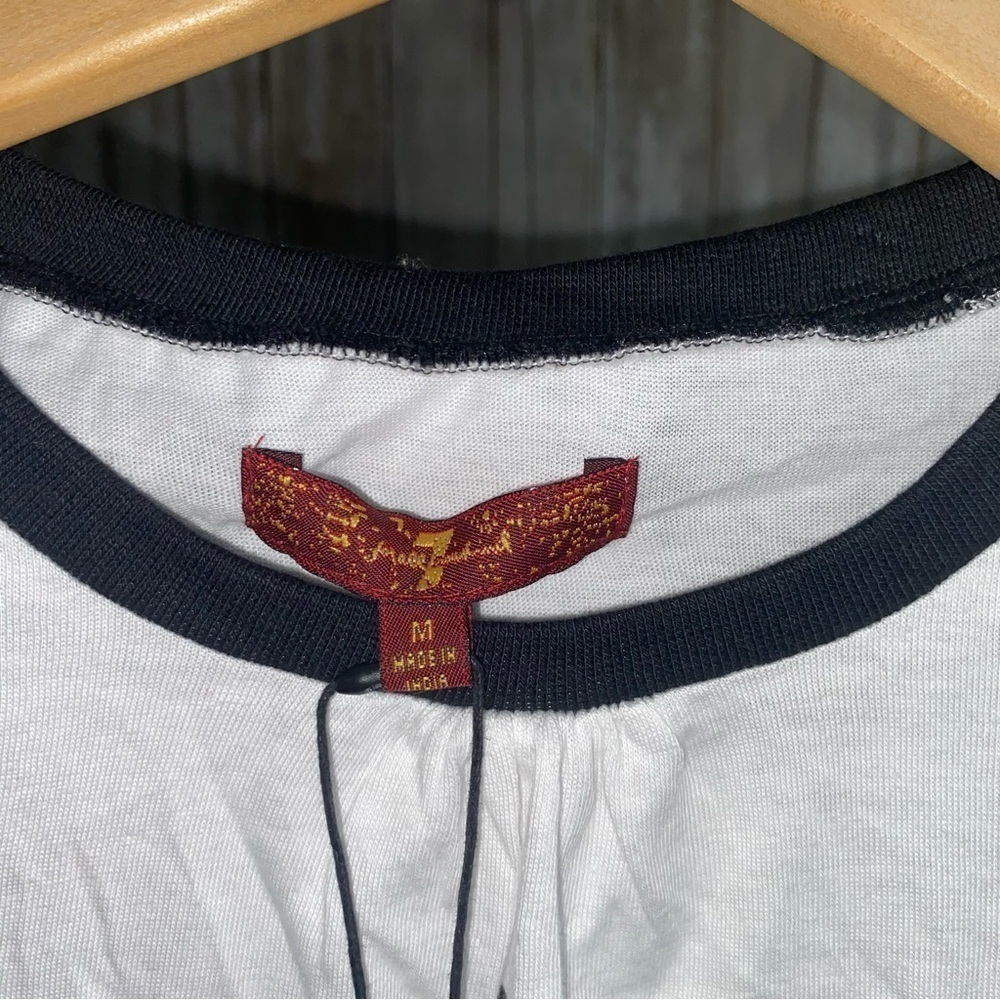 NWT 7 For All Mankind White Graphic Ringer Tee - Picture 7 of 7